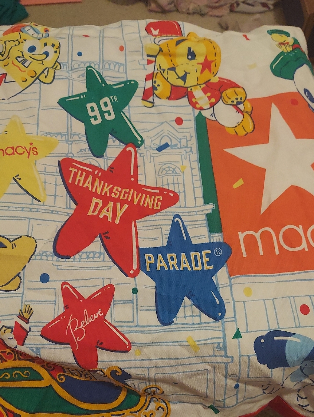 Macy's Multicolor Star Parade XL TOTE COTTON CHRISTMAS